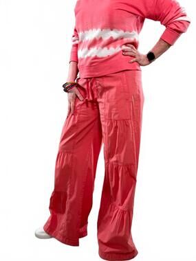 NEW WEARABLES tiered travel pants in coral